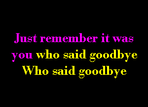 Just remember it was

you Who said goodbye
Who said goodbye