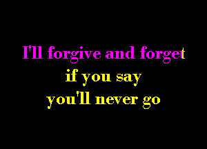 I'll forgive and forget

if you say

you'll never go