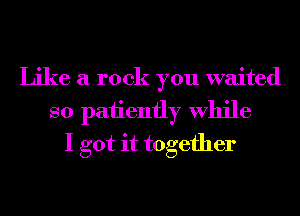 Like a rock you waited
so patiently While
I got it together