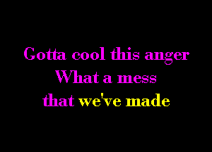 Gotta cool this anger

What a mess
that we've made