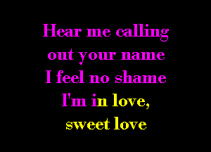 Hear me calling

out your name
I feel no shame
I'm in love,

sweet love I