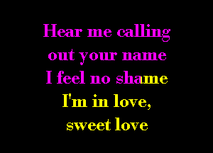 Hear me calling

out your name
I feel no shame
I'm in love,

sweet love I