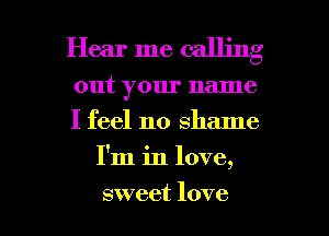 Hear me calling

out your name
I feel no shame
I'm in love,

sweet love I