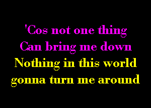 'Cos not one thing

Can bring me down
Nothing in this world

gonna turn me around