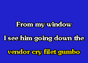 From my window
I see him going down the

vendor cry filet gumbo