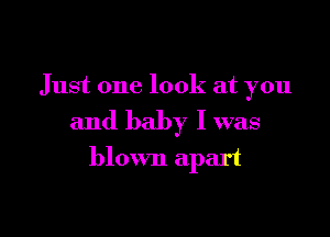 Just one look at you

and baby I was

blown apart