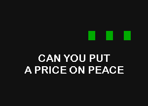CAN YOU PUT
A PRICE ON PEACE