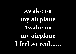 Awake on
my airplane

Awake on

my airplane
I feel so real ......