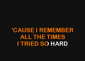 'CAUSE I REMEMBER

ALL THE TIMES
I TRIED SO HARD