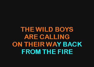 TH E WI LD BOYS

ARE CALLING
ON THEIR WAY BACK
FROM THE FIRE