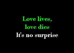 Love lives,
love dies

It's no surprise
