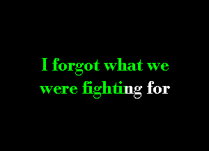 I forgot What we

were fighting for