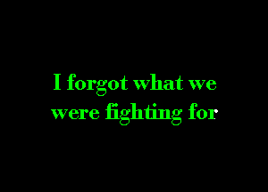 I forgot What we

were fighting for