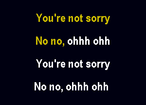 You're not sorry

No no, ohhh ohh

You're not sorry

No no, ohhh ohh