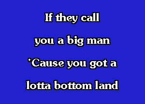 If they call

you a big man

'Cause you got a

lotta bottom land