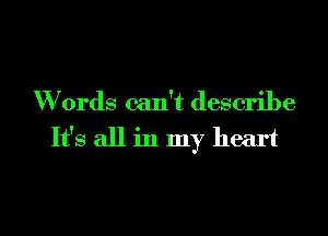 Words can't describe

It's all in my heart