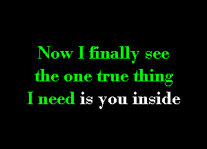 Now I finally see
the one true thing

I need is you inside