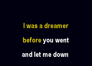 l was a dreamer

before you went

and let me down