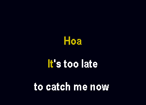 Hoa

It's too late

to catch me now