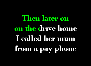 Then later on
on the drive home
I called her mum

from a. pay phone

g