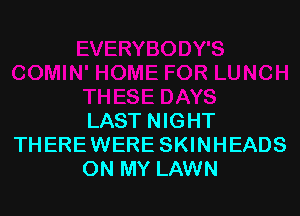 LAST NIGHT
THEREWERE SKINHEADS
ON MY LAWN