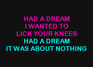 HAD A DREAM
IT WAS ABOUT NOTHING