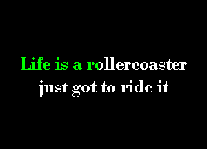 Life is a rollercoaster

just got to ride it