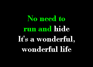 No need to
run and hide
It's a wonderful,
wonderful life

g