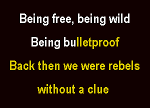 Being free, being wild

Being bulletproof
Back then we were rebels

without a clue