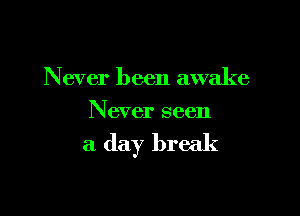 N ever been awake

Never seen

a day break