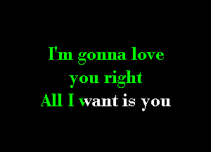 I'm gonna love

you right

All I want is you