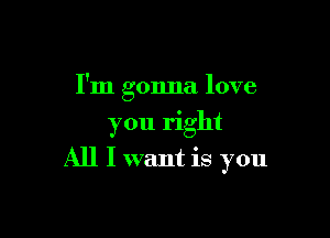 I'm gonna love

you right

All I want is you