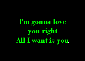 I'm gonna love

you right

All I want is you