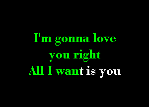 I'm gonna love

you right

All I want is you