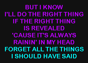 FORGET ALL THETHINGS
I SHOULD HAVE SAID