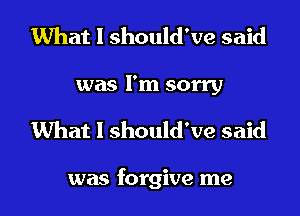 What I should've said
was I'm sorry

What I should've said

was forgive me