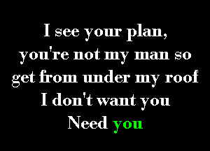 I see your plan,
you're not my man so
get from under my roof
I don't want you

Need you