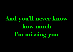 And you'll never know

how much
I'm missing you