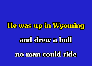 He was up in Wyoming

and drew a bull

no man could ride