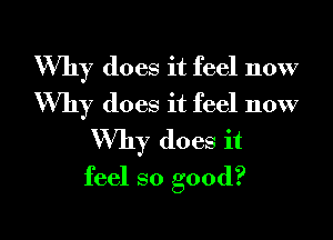 Why does it feel now

Why does it feel now
Why does it
feel so good?