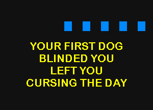 YOUR FIRST DOG

BLINDED YOU
LEFT YOU
CURSING THE DAY