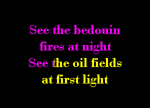 See the bedouin
fires at night
See the oil fields
at first light

g