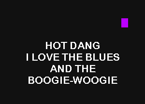 HOT DANG

I LOVE THE BLU ES
AND THE
BOOGlE-WOOGIE