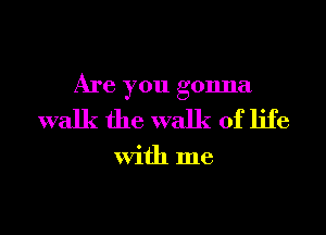 Are you gonna
walk the walk of life

With me