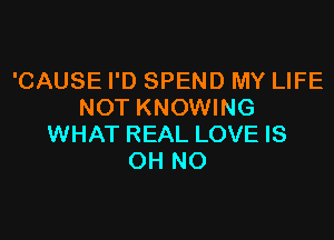 'CAUSE I'D SPEND MY LIFE
NOT KNOWING

WHAT REAL LOVE IS
OH NO