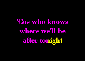 'Cos who knows

where we'll be

after tonight