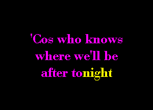 'Cos who knows

where we'll be

after tonight