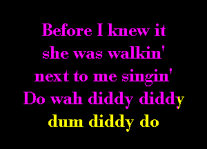 Before I knew it
She was walkin'
next to me Singin'
Do With diddy diddy
dum diddy d0