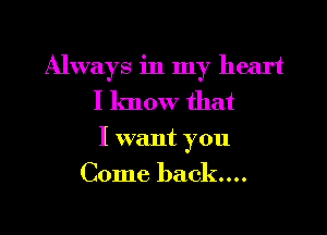 Always in my heart
I know that

I want you

Come back...

g
