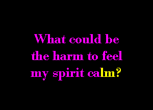 What could be
the harm to feel
my spirit calm?

g